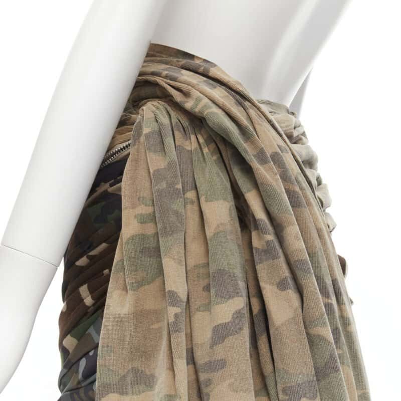 Comme Des Garcons Camo Ruched Skirt Green Cotton Never worn - Back View