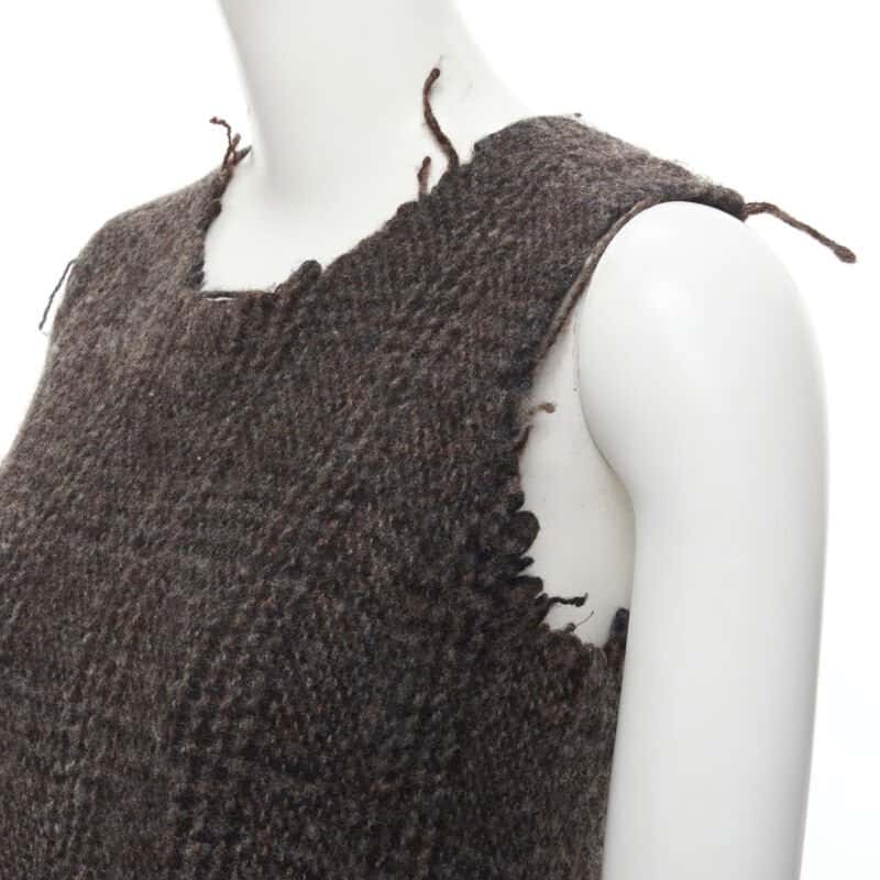 Comme Des Garcons Frayed Edge Dress Brown Wool Never worn - Back View