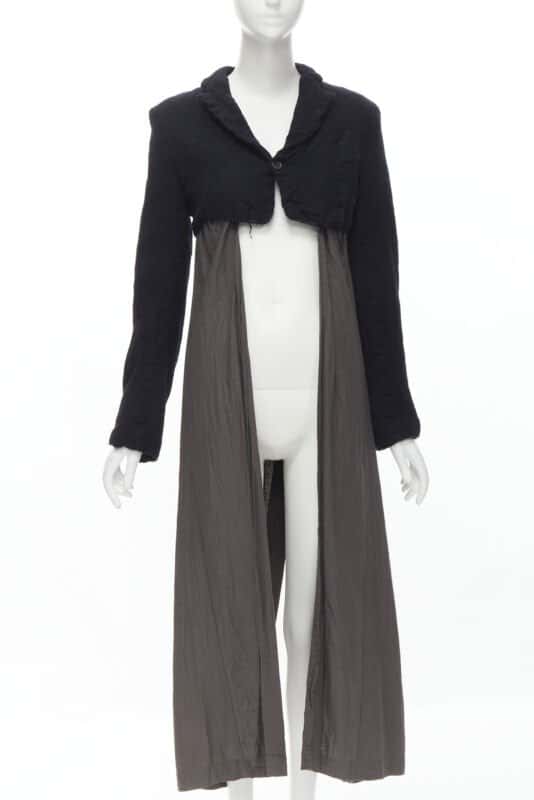 Comme Des Garcons Black Shrunken Duster Coat Black Wool Never worn - Front View