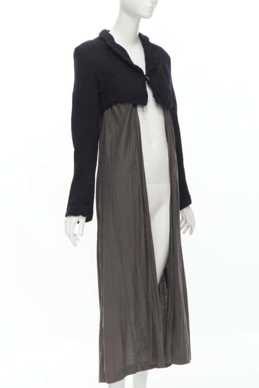 Comme Des Garcons Black Shrunken Duster Coat Black Wool Never worn - Inside View