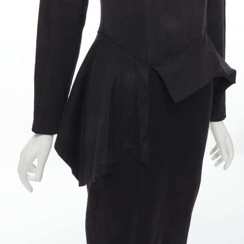 Comme Des Garcons Peplum Midi Dress Black Polyester Very good - Back View