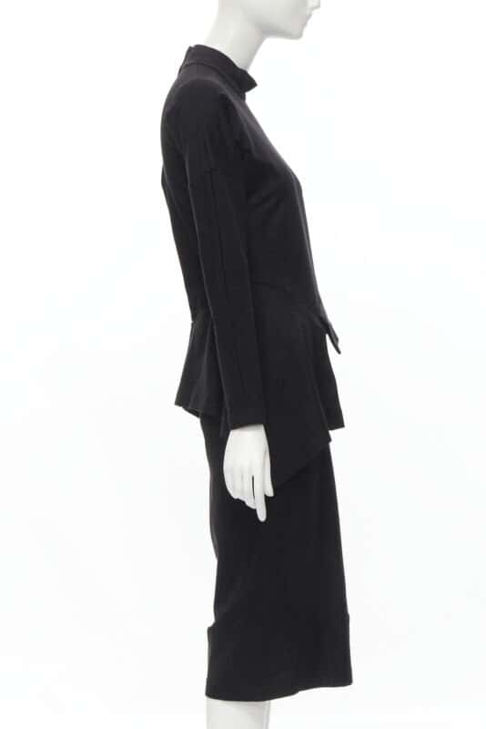 Comme Des Garcons Peplum Midi Dress Black Polyester Very good - Model View