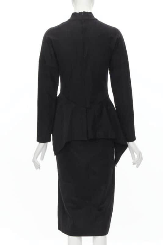 Comme Des Garcons Peplum Midi Dress Black Polyester Very good - Box View