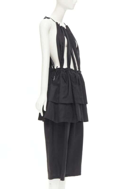 Yohji Yamamoto Linen Suspender Jumpsuit Black Cotton Never worn - Inside View