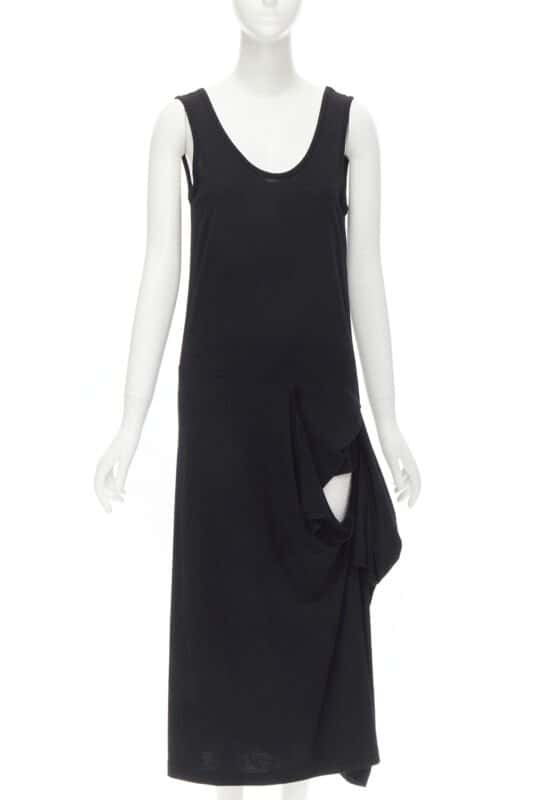 Comme Des Garcons Cutout Midi Dress Black Wool Never worn - Front View
