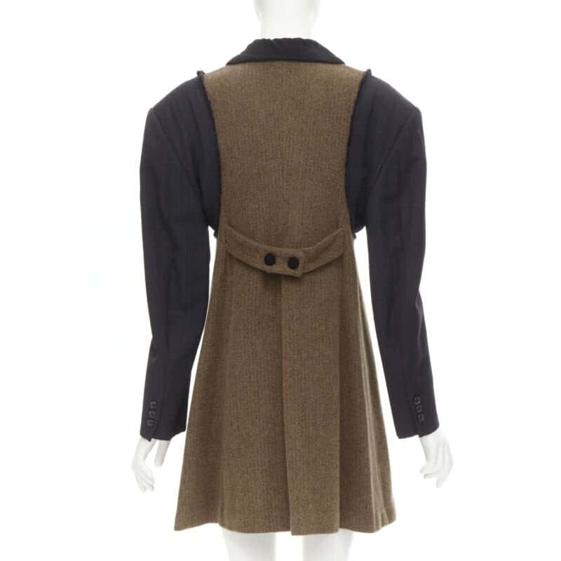 Comme Des Garcons Herringbone Sleeve Coat Brown Wool Never worn - Box View