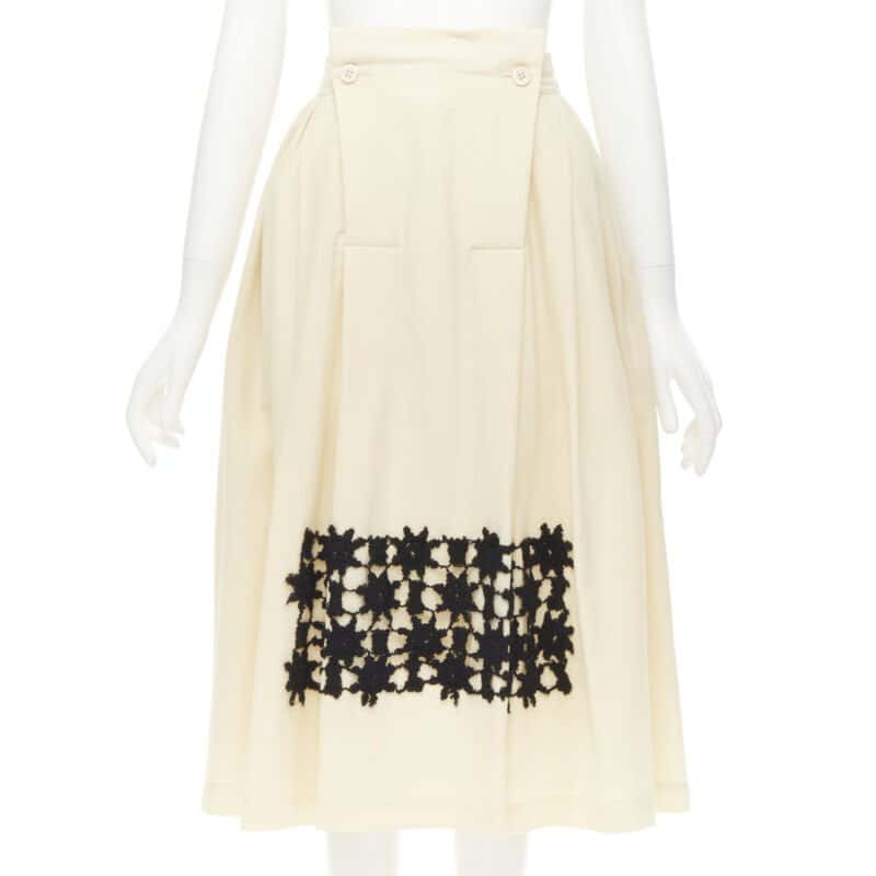 Comme Des Garcons Lattice Lace Skirt Beige Wool Very good - Front View