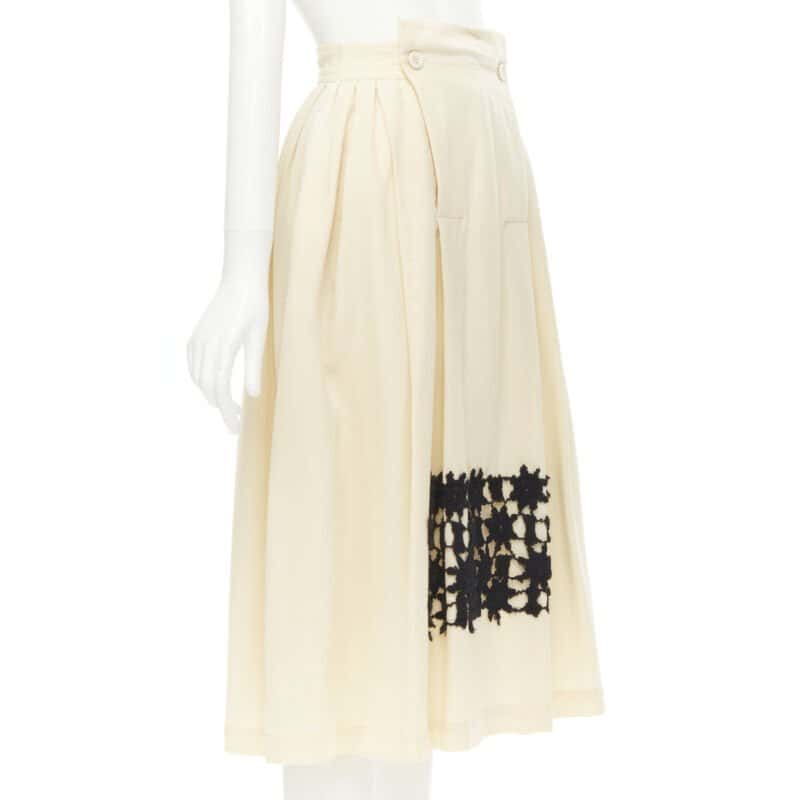 Comme Des Garcons Lattice Lace Skirt Beige Wool Very good - Inside View