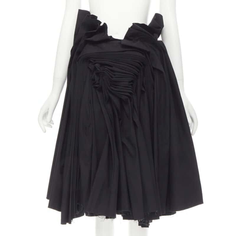 Junya Watanabe Draped Pleat Skirt Black Polyester Never worn - Front View