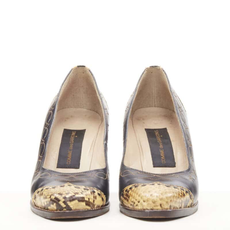 Comme Des Garcons Western Cuban Heels Black Leather Good - Inside View