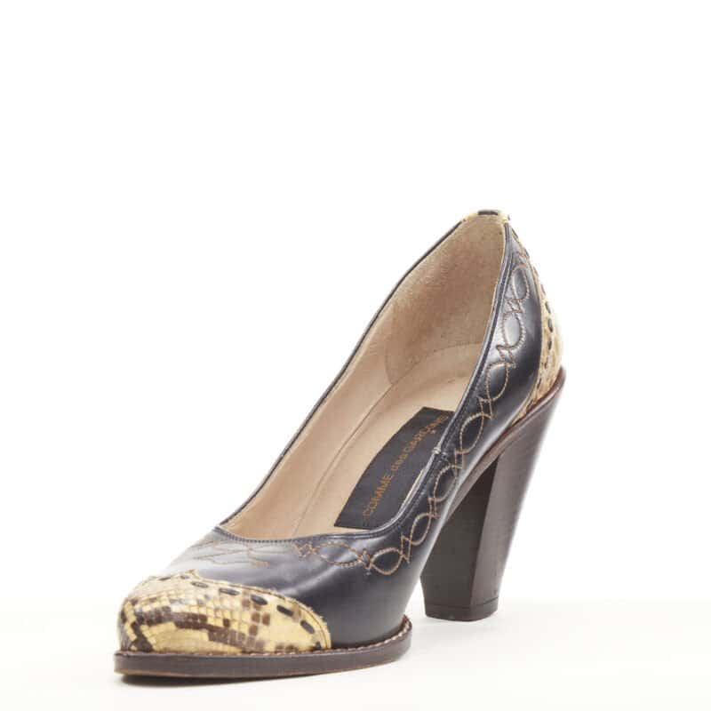 Comme Des Garcons Western Cuban Heels Black Leather Good - Model View