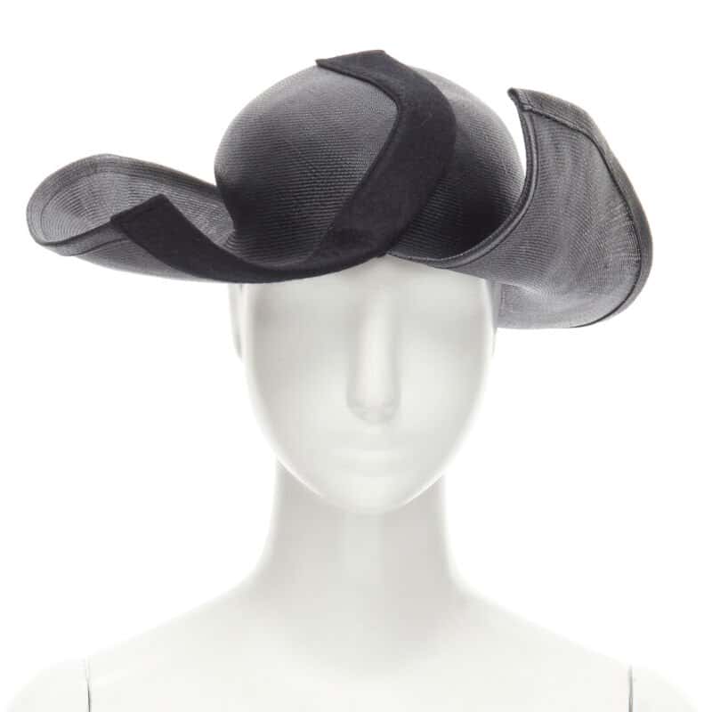 Yohji Yamamoto Black Raffia Fedora Black Never worn - Front View