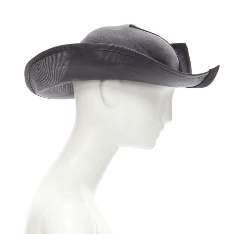 Yohji Yamamoto Black Raffia Fedora Black Never worn - Inside View