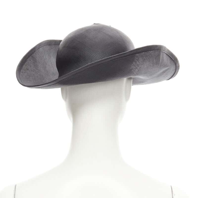 Yohji Yamamoto Black Raffia Fedora Black Never worn - Model View