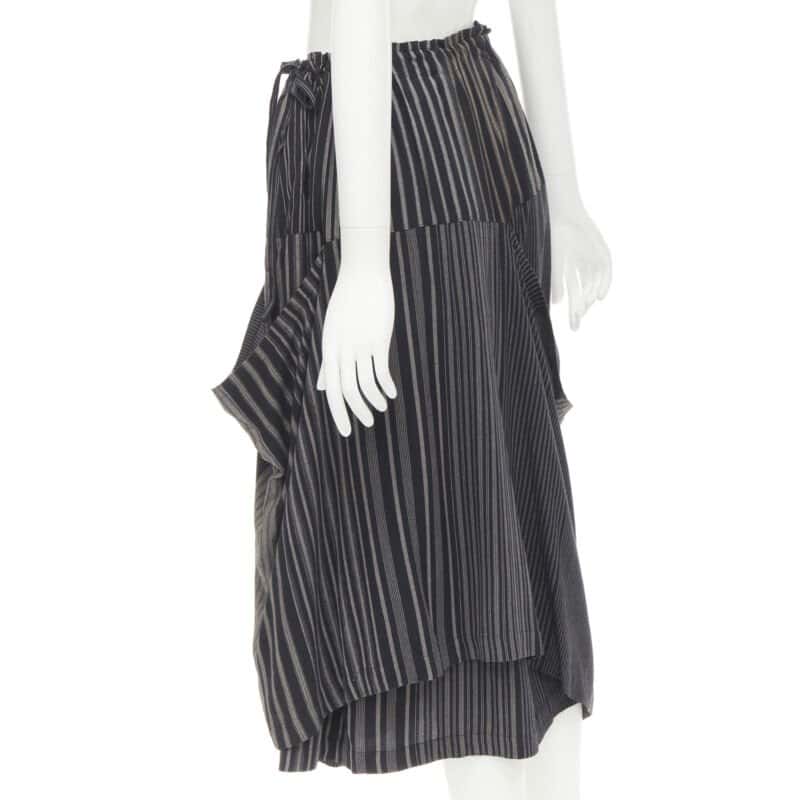 Comme Des Garcons Striped Draped Skirt Grey Cotton Never worn - Box View
