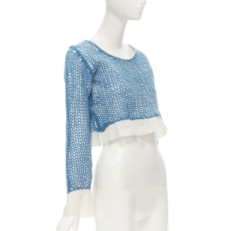 Comme Des Garcons Wool Embroidered Top Blue Cotton Very good - Inside View