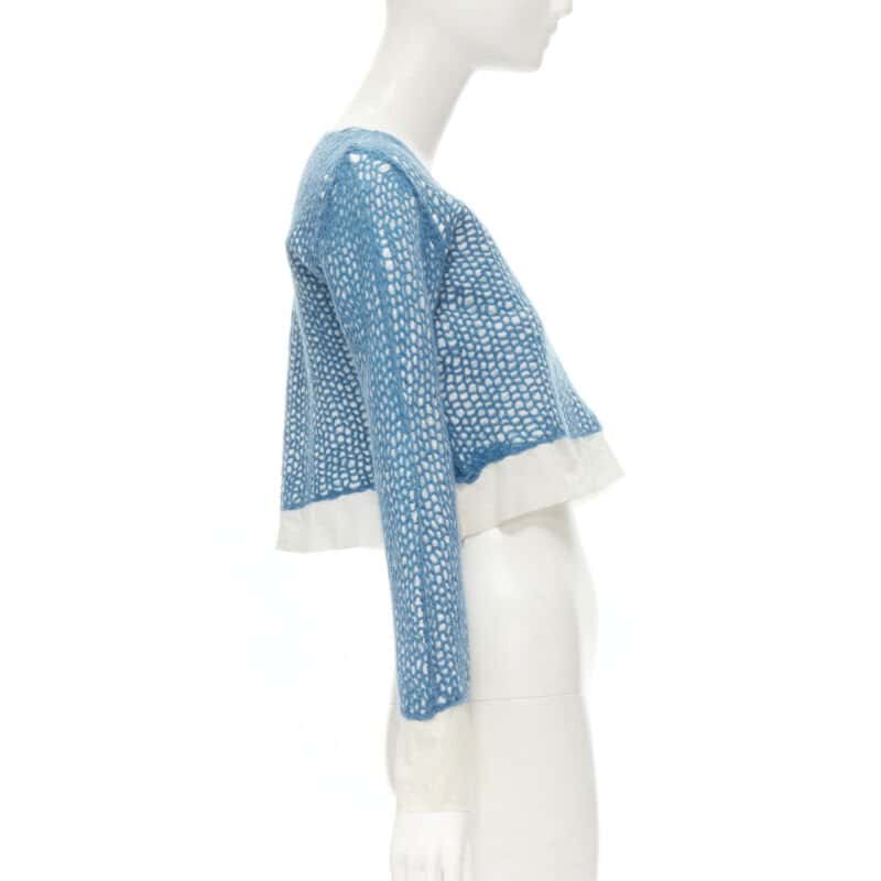 Comme Des Garcons Wool Embroidered Top Blue Cotton Very good - Model View
