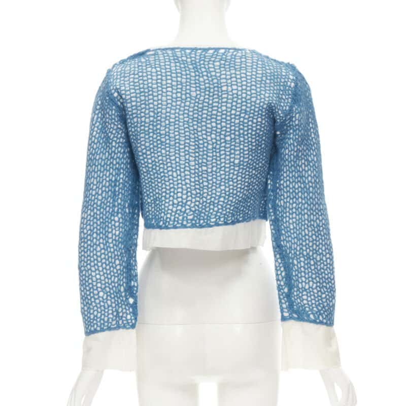 Comme Des Garcons Wool Embroidered Top Blue Cotton Very good - Box View