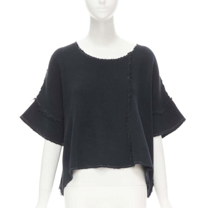 Comme Des Garcons Patchwork Sweater Top Navy Cotton Never worn - Front View
