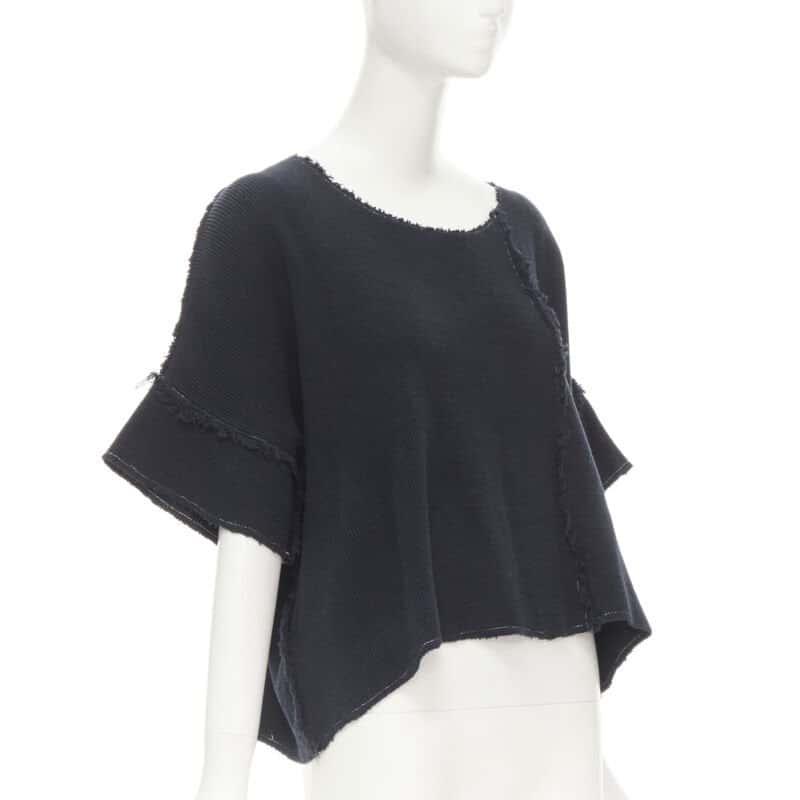 Comme Des Garcons Patchwork Sweater Top Navy Cotton Never worn - Inside View