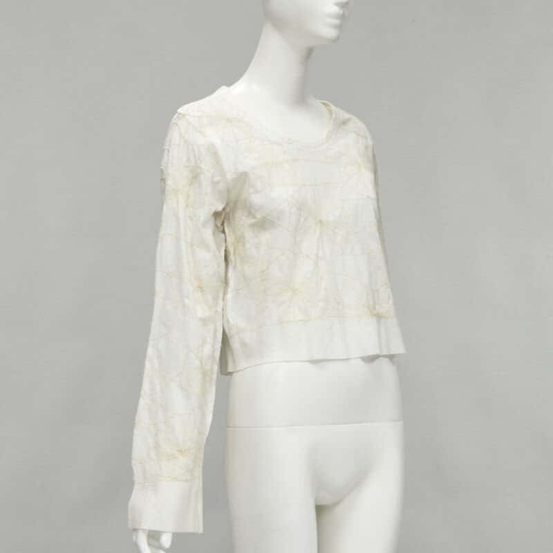 Comme Des Garcons Floral Embroidery Top Beige Cotton Very good - Inside View