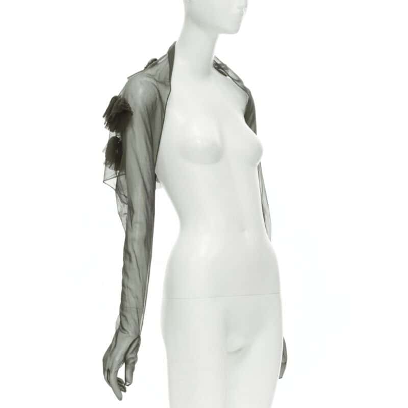 Comme Des Garcons Pleated Shrug Gloves Grey Polyester Never worn - Inside View