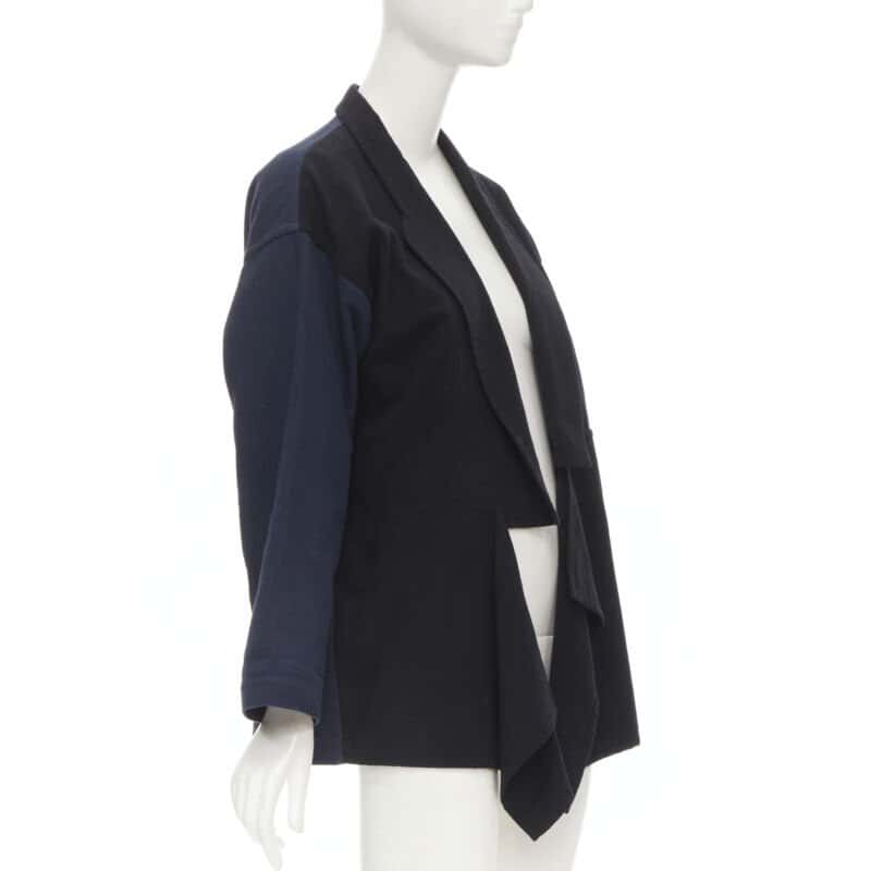 Comme Des Garcons Drape Front Blazer Blue Cotton Never worn - Inside View
