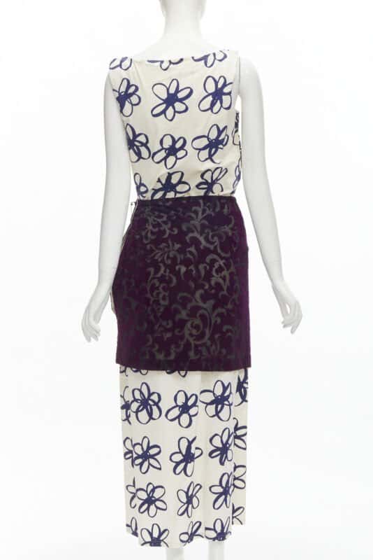 Comme Des Garcons Velvet Wrap Dress Blue Cotton Very good - Box View