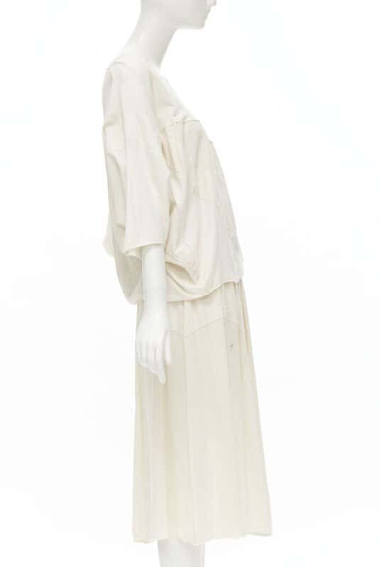 Comme Des Garcons Patchwork Trapeze Set White Cotton Good - Model View