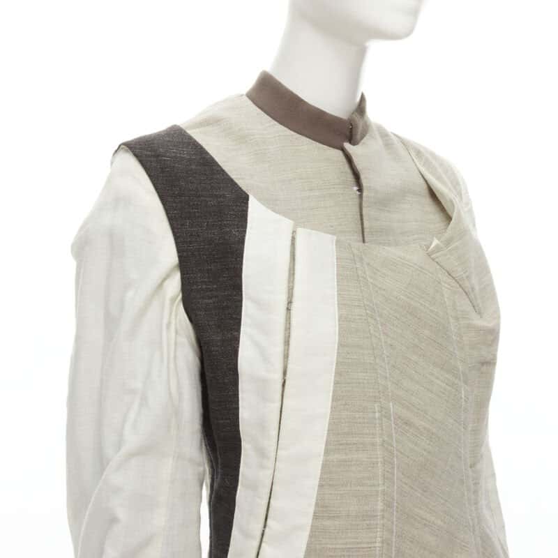 Comme Des Garcons Patchwork Bias Wool Coat Beige Wool Very good - Back View