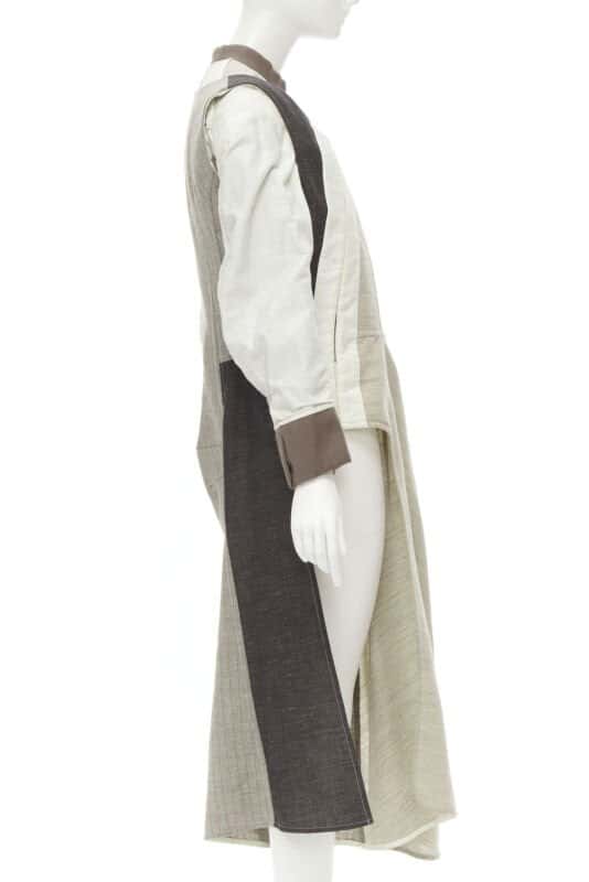 Comme Des Garcons Patchwork Bias Wool Coat Beige Wool Very good - Model View