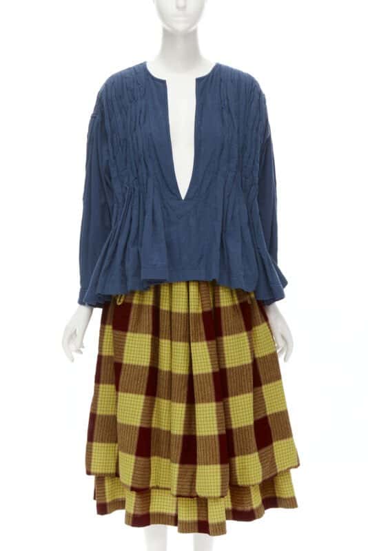 Comme Des Garcons Checked Skirt Set Blue Cotton Very good - Front View