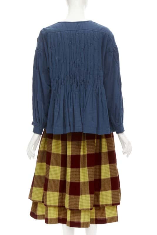 Comme Des Garcons Checked Skirt Set Blue Cotton Very good - Model View
