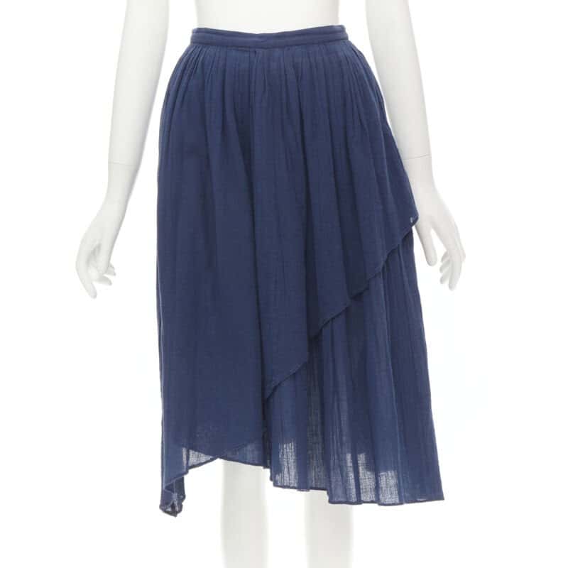 Comme Des Garcons Waterfall Draped Skirt Blue Cotton Good - Front View