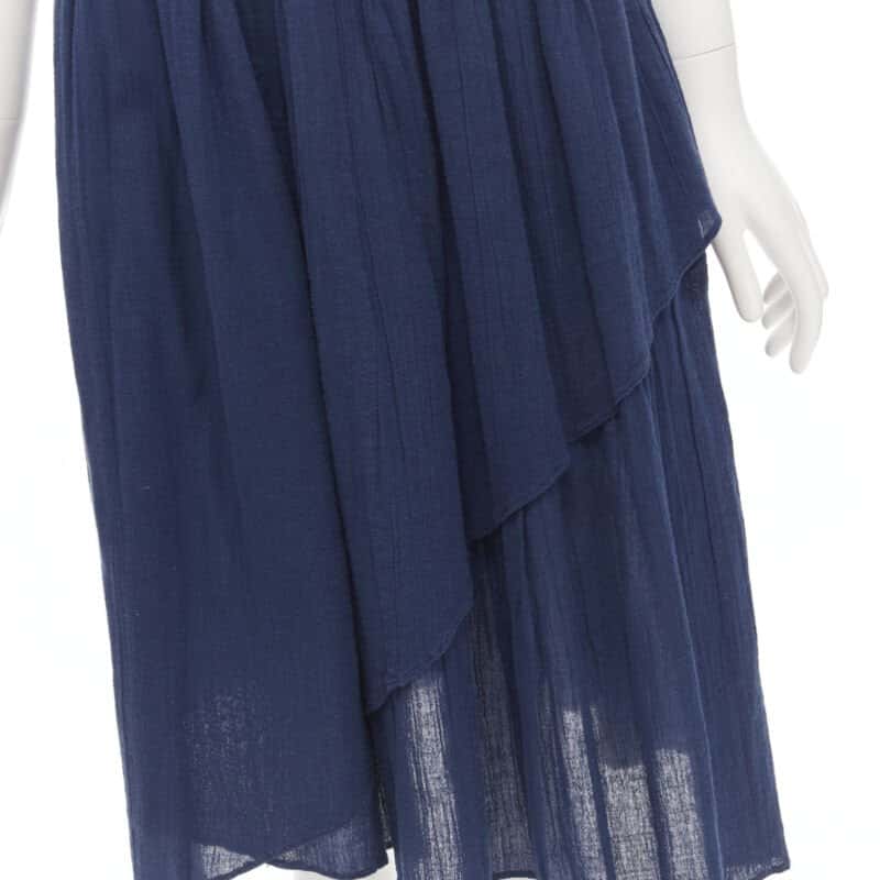 Comme Des Garcons Waterfall Draped Skirt Blue Cotton Good - Back View