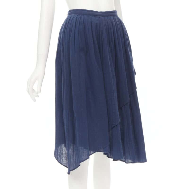 Comme Des Garcons Waterfall Draped Skirt Blue Cotton Good - Inside View