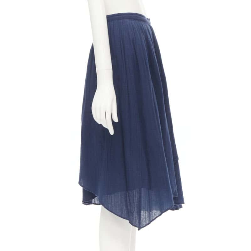 Comme Des Garcons Waterfall Draped Skirt Blue Cotton Good - Model View