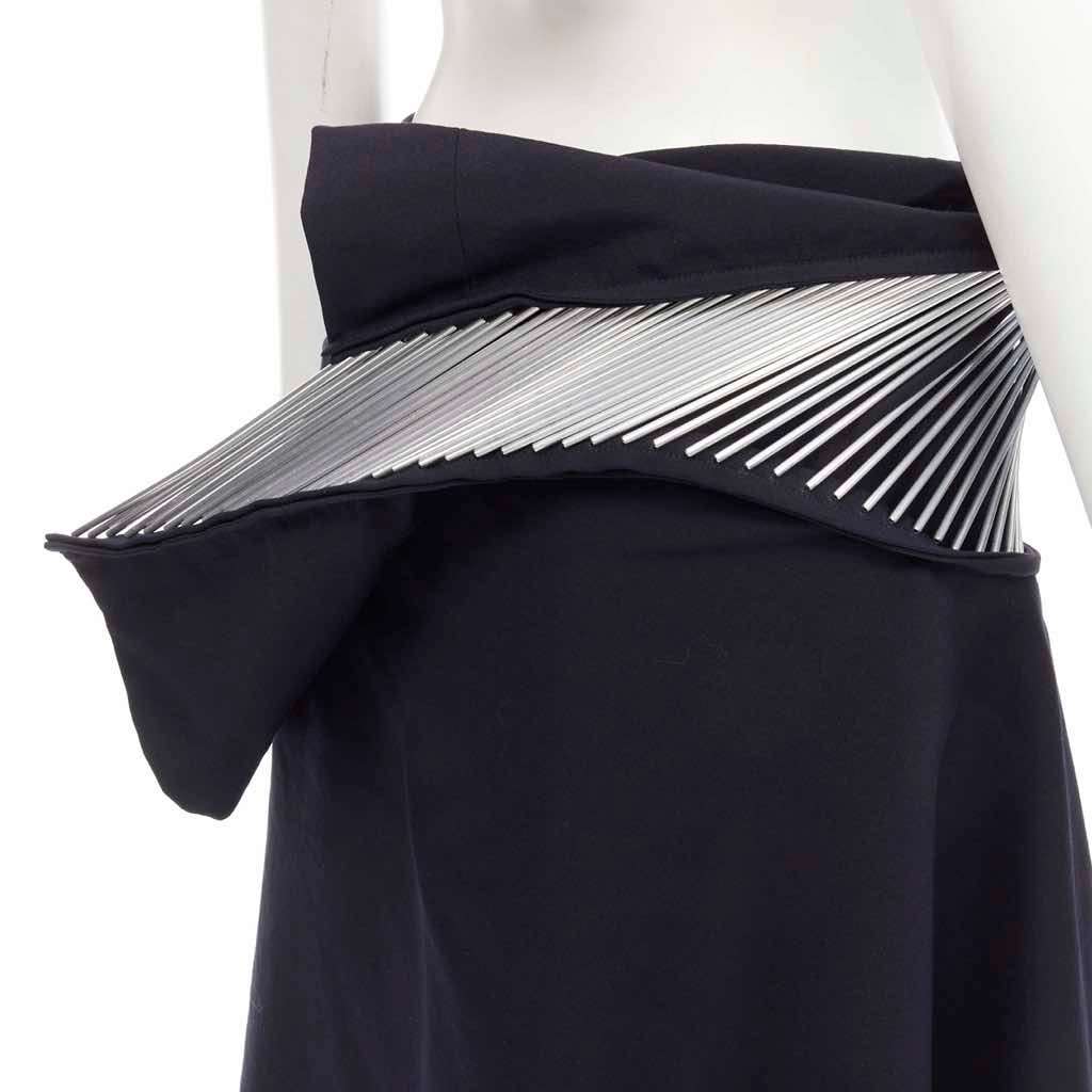 Junya Watanabe Metal Midi Skirt Black Wool Very good - Back View