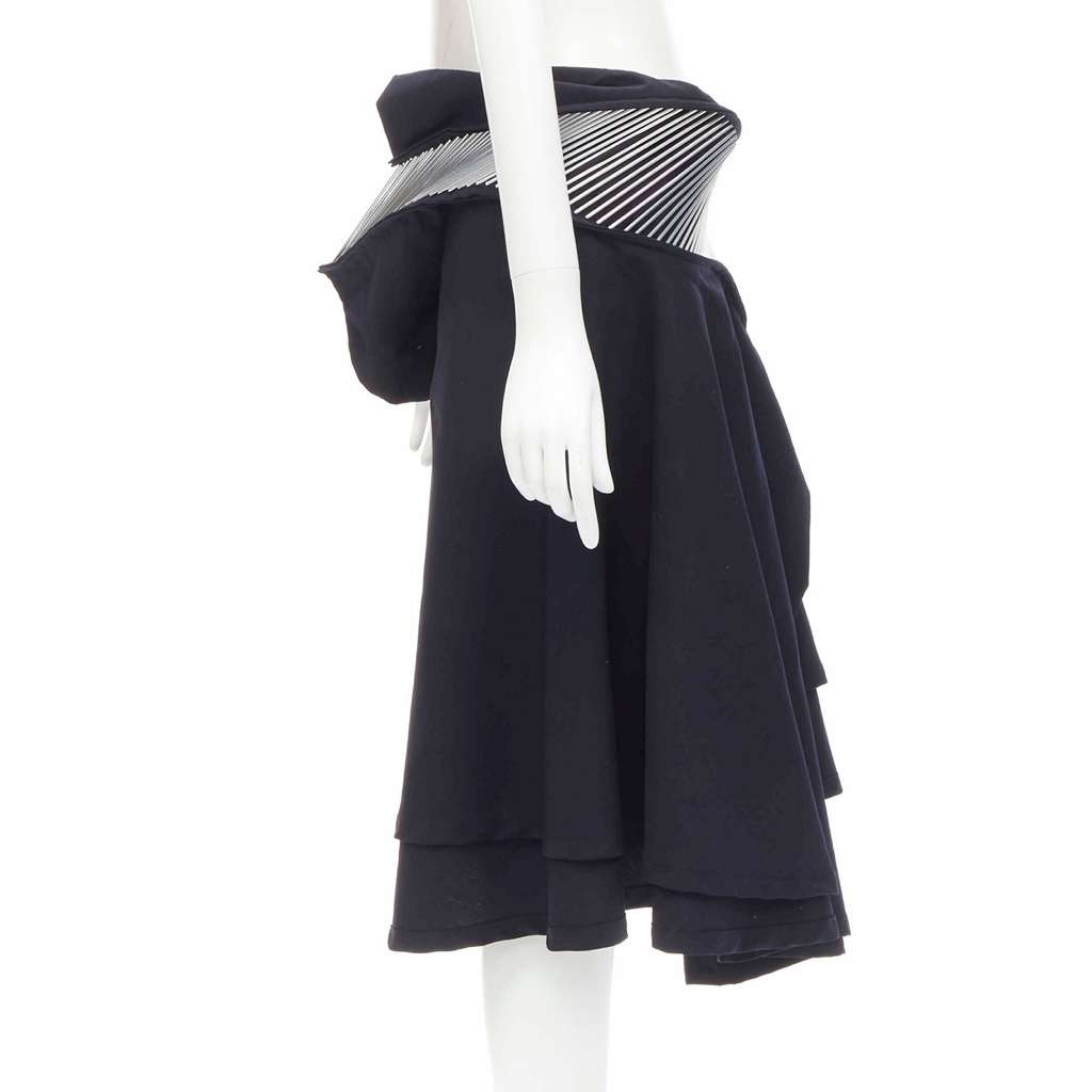 Junya Watanabe Metal Midi Skirt Black Wool Very good - Model View