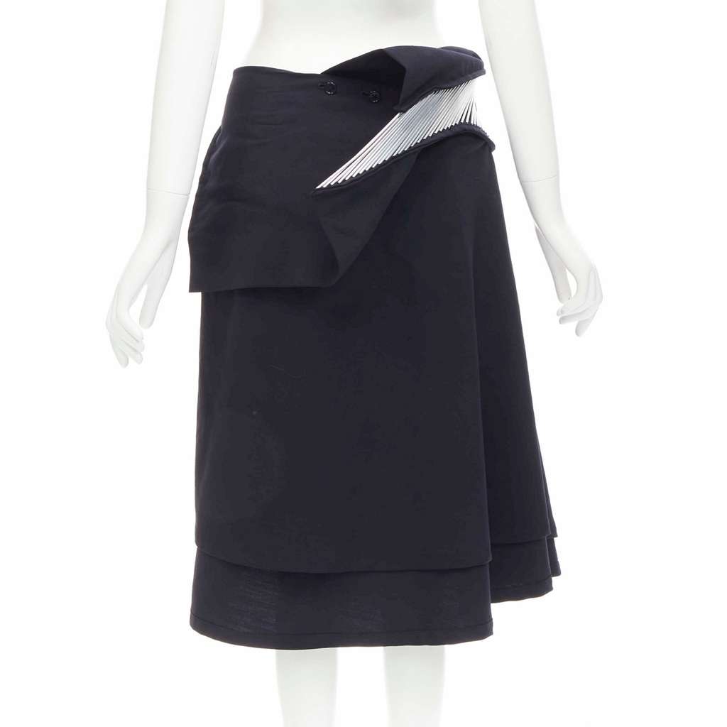 Junya Watanabe Metal Midi Skirt Black Wool Very good - Box View