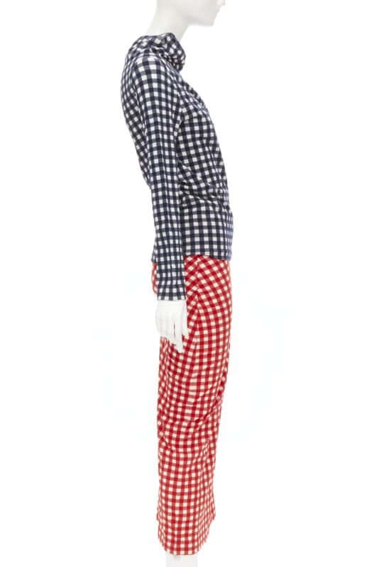 Comme Des Garcons Gingham Checked Set Red Viscose Never worn - Inside View