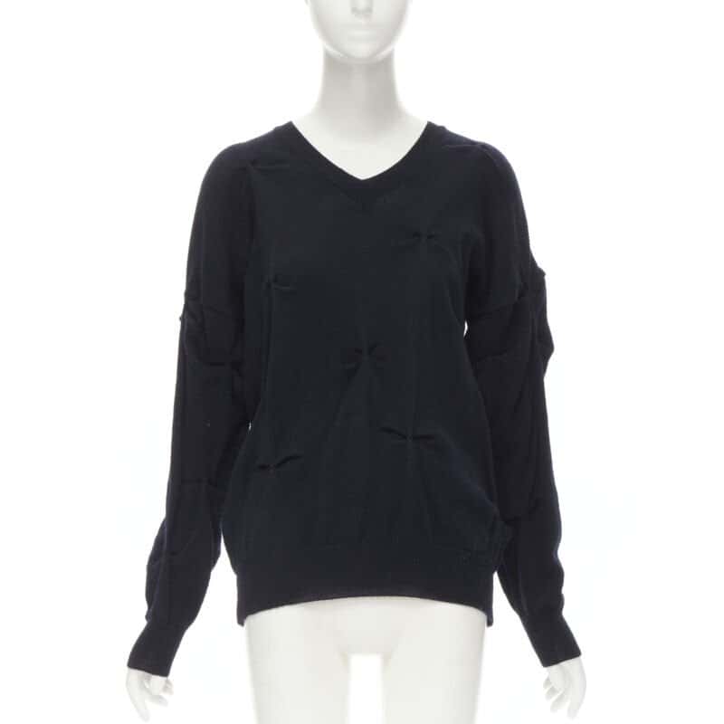 Comme Des Garcons Pinched Bow Sweater Black Wool Very good - Front View