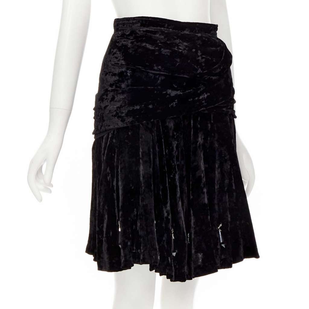 Comme Des Garcons Velvet Crystal Skirt Black Polyester Very good - Inside View
