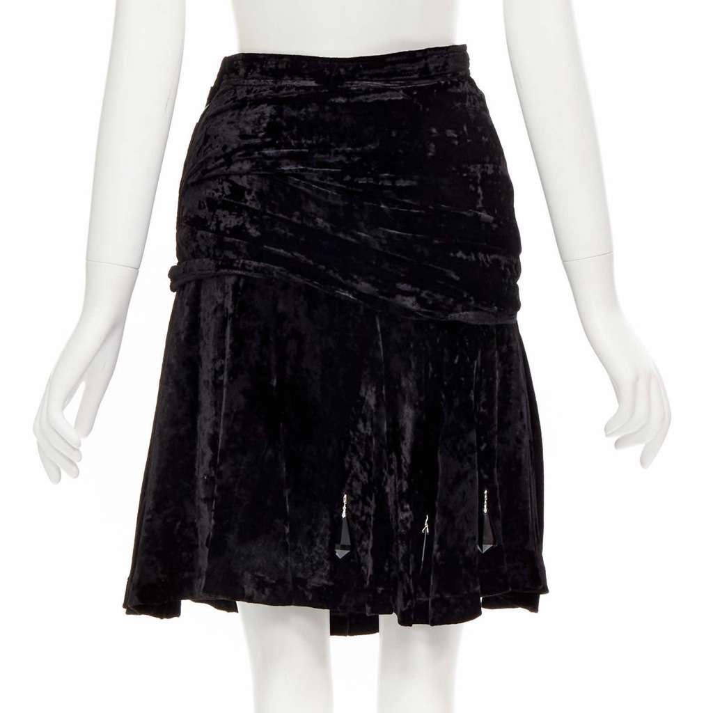 Comme Des Garcons Velvet Crystal Skirt Black Polyester Very good - Box View