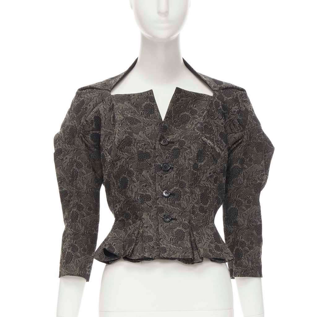 Junya Watanabe Lace Jacquard Jacket Grey Wool Never worn - Front View
