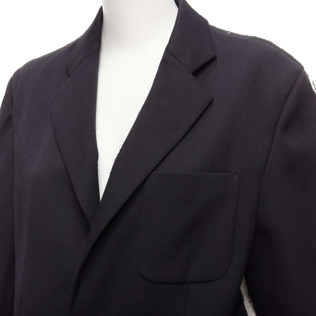 MM6 Fray Edge Blazer Black Polyester Good - Back View