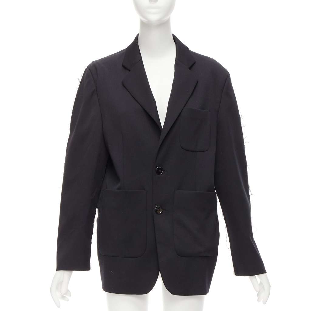 MM6 Fray Edge Blazer Black Polyester Good - Inside View