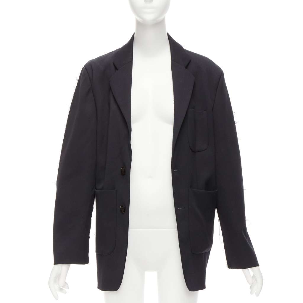 MM6 Fray Edge Blazer Black Polyester Good - Model View