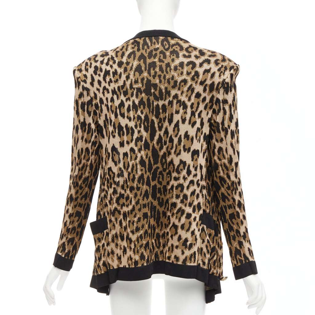 Balmain Leopard Jacquard Cardigan Brown Viscose Never worn - Box View
