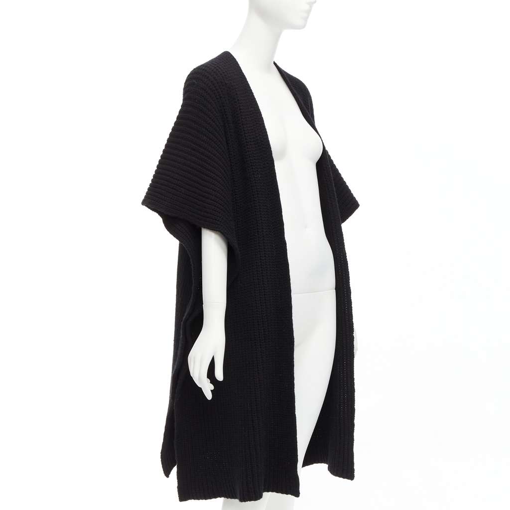 Valentino Garavani Logo Poncho Cardigan Black Wool Never worn - Inside View